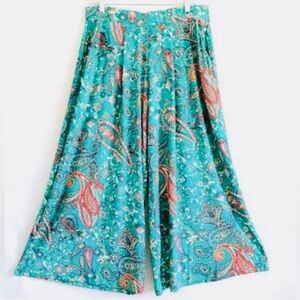 Cato Est 1946 Paisley Print,Wide Leg, Pull On Palazzo Pants W/ Elastic Waist